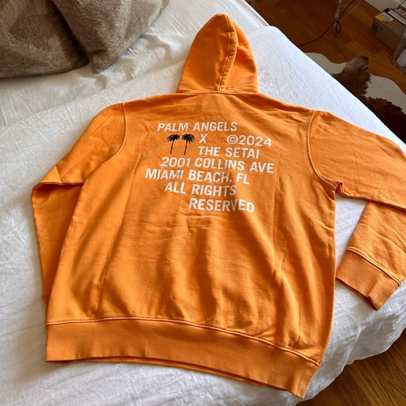 NWT RARE Palm Angels x Setai Miami Beach | Exclusive Hoodie in Orange - Picture 1 of 5